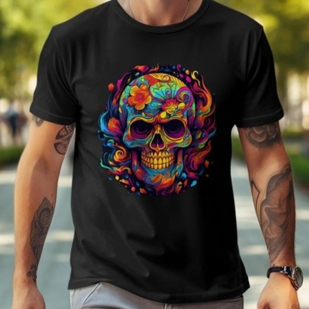 Skull Tshirt Skull Shirt Colorful Mexican Skull Tee Graphic Tee